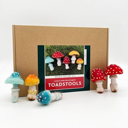 Bergin & Bath Needle Felting Kit, Toadstools - Adult Art Craft Kit for Beginners - Planet Friendly Wools by BerginBath