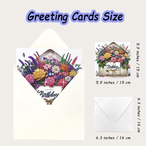 12 Packs Diamond Art Cards Kit, Diamond Painting Greeting Cards with Envelopes, DIY Card Making Kits for Adults, Gifts for Families, Friends, Partners (Birthday) - Image 4