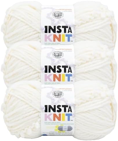 Lion Brand Yarn, InstaKnit Yarn, Creme De La Creme, Off White, 3 Pack by LionBrandYarn