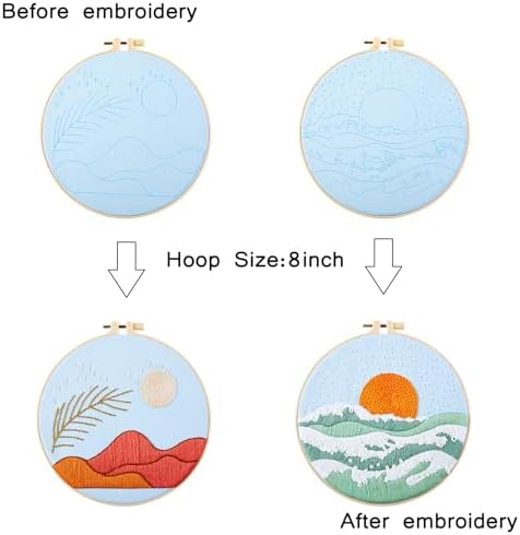 Armindou Hand Embroidery Starter Kit for Beginners Adults, Counted Cross Stitch kit for Adult Beginner, Stamped Embroidery Needlepoint Kit, 2 Set Embroidery Supplies, 2 Hoops (Attached Video Tutorial) - Image 6