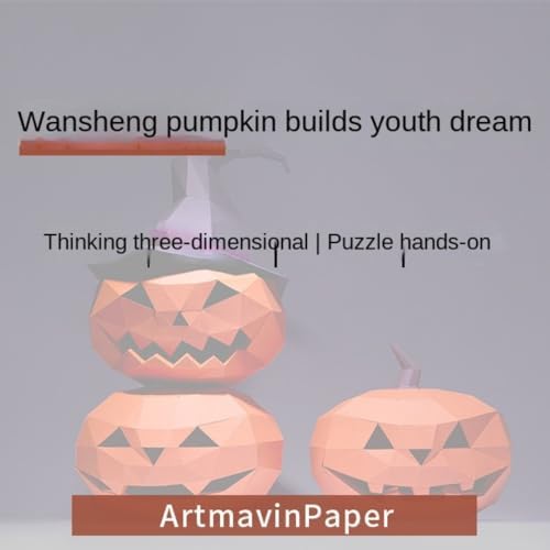 Elevate Your Home Decor with a Set of 4 Exquisite 3D Paper Animal Wall Art - Easy-to-Assemble Pre-folded & Pre-cut Papercraft Animal Model Kits（Halloween Pumpkin Monster） - Image 5