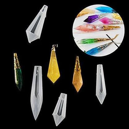 Suhome Crystal Resin Molds,15 PCS Silicone Molds for Resin, Pendulum Resin Pendant Molds for Making Necklace, UV - Image 6
