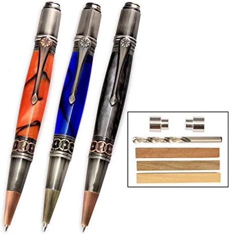 Legacy Woodturning, Davinci Pen Kit starter Pack with Bushings, Hurricane M42 Cobalt Drill Bit, Pen Kits, Wood Pen Blank Sampler Pack by LegacyWoodturning