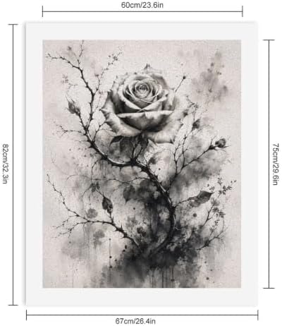 Bozfoxa Paint by Numbers Kit for Adults Beginner Gray Thorn Rose - Image 2