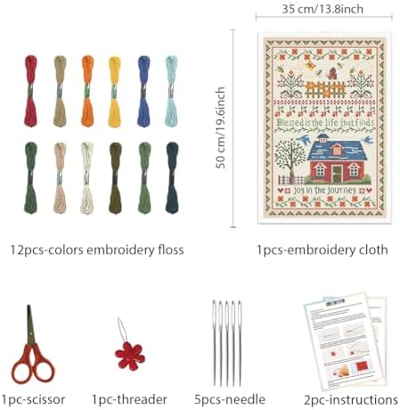 FREEBLOSS Cross Stitch Wall Hanging Kits Joy in The Journey 13.8 * 19.7inch - Image 2