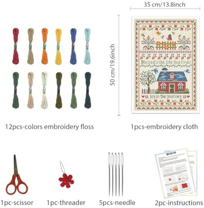 FREEBLOSS Cross Stitch Wall Hanging Kits Joy in The Journey 13.8 * 19.7inch - Image 2