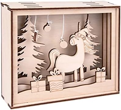 Rayher Holzbaus. 46600505, 16 3D Unicorn Motif Frame, FSC Mix Credit, Natural, 15.5 x 12.5 cm, Depth 3.8 cm, Pack of 12 by Rayher