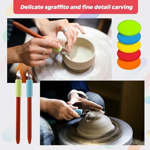 Leriton 2 Pack Clay Carving Tools Pottery Scrapers, Set 1, Multicolor - Image 3