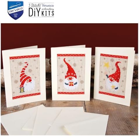 Vervaco Greeting Card kit Christmas Gnomes Set of 3 - Image 6