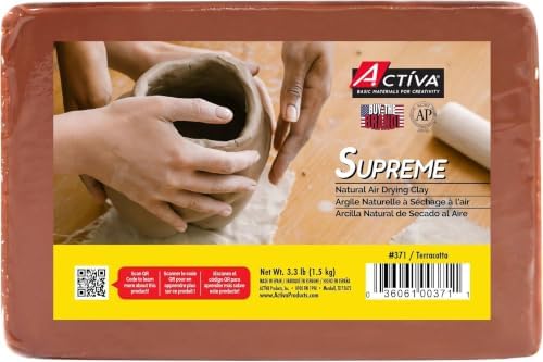 Activa Supreme Artist's Air-Dry Clay, Terracotta,(1.5 kg) | Ultra-Fine & Exceptional Plasticity for Studio, Classroom & Hobby Use, 3.3 Pounds (Pack of 8) by Activa
