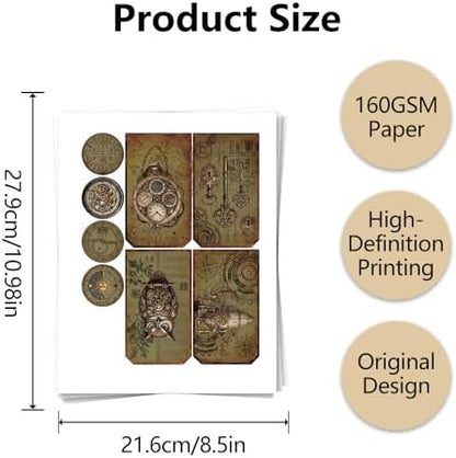 XINPOCUT Steampunk Folding Folio Junk Journal Kit,Folio Booklet Craft Kit, Junk Journal Kit, Scrapbooking Supplies, Journaling Decor, Mini Folio Writer Folder Project, Arts & Crafts Gifts - Image 3