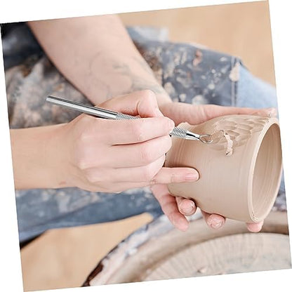 HOMSFOU -in-1 Pottery Kit 14-in-1 Clay Tools Set Wooden Metal Sculpture Tools for Artistic Creation - Image 6