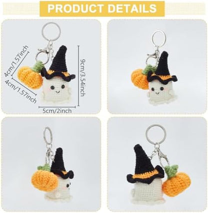 ORIGACH 4 Pcs Halloween Ghost and Mini Pumpkin Crochet Kit for Beginners, DIY Crochet Kit for Adults, Complete Crochet Keychain Set with Step by Step Video Tutorial for Halloween Parties Gatherings - Image 3