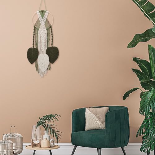 PLIGREAT DIY Leaf Dream Catcher Macrame Kit Adults Beginners Boho Dream Catcher Macrame Knotting Ornament Kit for Bedroom Living Room Office Apartment Wall Hanging Decor, Instructions Included - Image 4