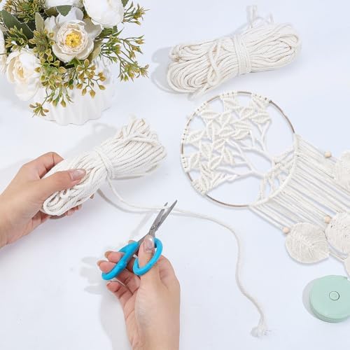 ACRNIGHEET Tree of Life Dream Catcher Macrame Kit for Adults Beginners Macrame Leave Wall Hanging Decor with Video Tutorials Handmade Woven Boho Home Decor for Bedroom Dorm Decoration(Beige Series) - Image 4