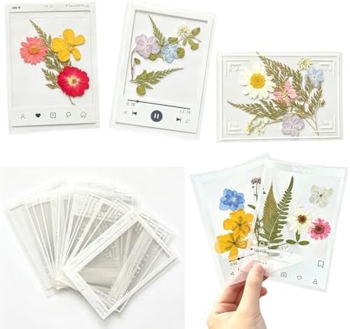 Transparent Dried Flower Bookmarks, 40Pcs DIY Handmade Dried Flower Bookmark kit, Clear Acrylic Photo Frame Page Markers for Reading Lovers, Adults and Kids, 20 Designs, 3.9" x 5.5" (40, PCS) by WelcometoLEIAIRUI