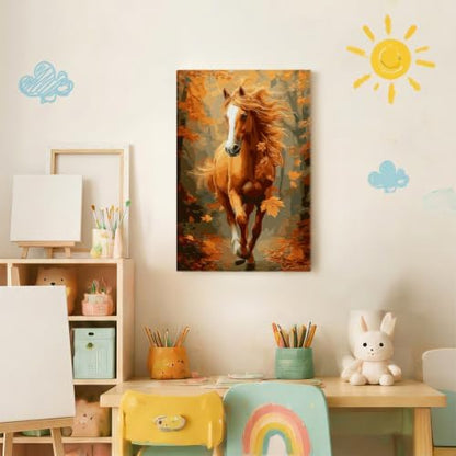 Spandrel Framed Paint by Numbers Horse Kit for Adult, Autumn Adult Paint by Number Kits on Canvas, DIY Acrylic Oil Easy Fall Painting by Numbers Thanksgiving for Home Wall Decor, 8x12in - Image 3