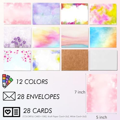 Card Making Supplies For Adults and Kids,Card Making Kits 28 Blank Greeting Cards and Envelopes with Supplies And Stamp Set- Giftable DIY Greeting Card Set- Happy Birthday Christmas Thank You - Image 2