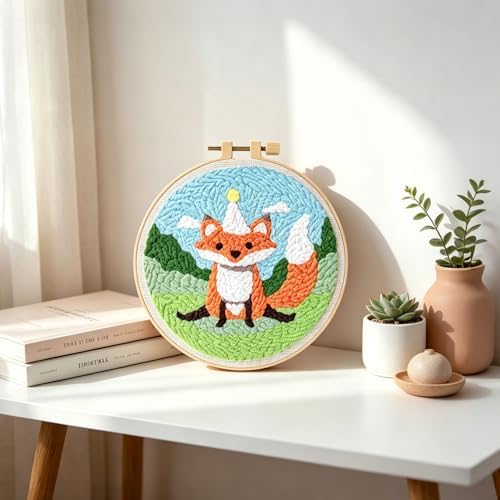 LACHLAND Punch Needle Kit Beginners, Landscape Stitching Kit for Adults&Teens DIY Embroidery Starter Craft with Yarn Needle Tool Easy Hobby Home Decor Gifts for Craft Lover (Fox) - Image 6