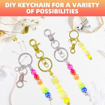 48 Pcs Beadable Keychains Bars bulk - 24 Gold & Silver DIY Metal Beaded Keychain Making Kit + 24 Bags Included, Bead Keychain Supplies,Blank Key Chain, Perfect for Women, Men, Birthday Gift - Image 5