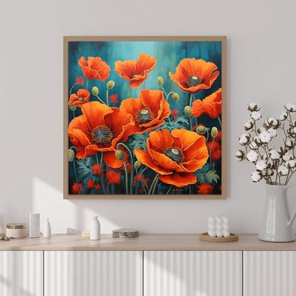 Artunion Framed Paint by Numbers Kit for Adults Beginners & Kids Ages 8-12,Red Poppy Paint by Number with Frame,Flower Adult Paint by Numbers Kit on Canvas 10 * 10 Inch Without Easel - Image 2
