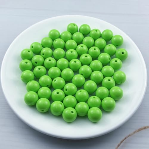 60pcs Acrylic Round Beads for Crafts 14mm Resin Candy Color Spacer Beads with Hole for Jewelry Making Sewing Crafts Decoration Necklaces Bracelets Earrings Supplies(Green) - Image 2