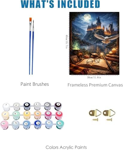 Castle Paint by Numbers Kit for Adults Framed Canvas 12X16in, Frameworkless - Image 3