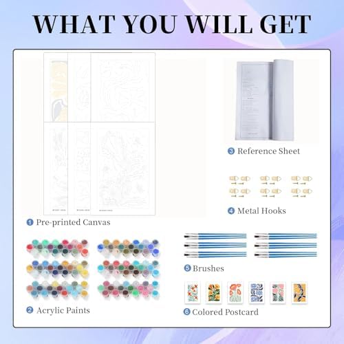 6 Pack Paint by Numbers Kit for Adults and Kids Beginner, Flower Adult Paint by Number Kits on Canvas, Easy Flowers DIY Acrylic Oil Painting by Numbers Kits Perfect for Home Wall Decor 8 x 12 Inch - Image 7