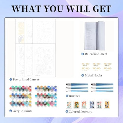 6 Pack Paint by Numbers Kit for Adults and Kids Beginner, Flower Adult Paint by Number Kits on Canvas, Easy Flowers DIY Acrylic Oil Painting by Numbers Kits Perfect for Home Wall Decor 8 x 12 Inch - Image 7