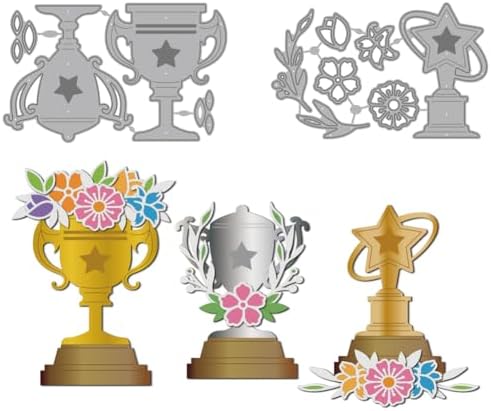 MAYJOYDIY Trophy Flower Metal Cutting Dies for Card Making Flower Leaf Star Trophy Embossing Die Cut Stencils Star Trophy Carbon Steel Die Cutting for Scrapbooking Party Photo Album DIY Paper Crafts by MAYJOYDIY