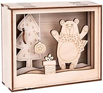 Rayher Holzbau 46599505 3D Winter Bear Motif Frame FSC Mix Credit Natural 15.5 x 12.5 cm Depth 3.8 cm 12-Piece for Crafts and Painting 1 Set by Rayher
