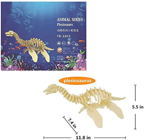 3D Wooden Dinosaur Puzzle, 3 Piece Set Wood Dino Skeleton Model Puzzle - Image 3