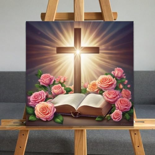 JUJUHOOD Christ Cross Paint by Numbers Kit for Adults Beginner & Kids Ages 8-12,Easy Flowers Paint by Number Without Easel, Acylic Paint by Numbers for Gift Home Wall Decor 10x10Inch - Image 5