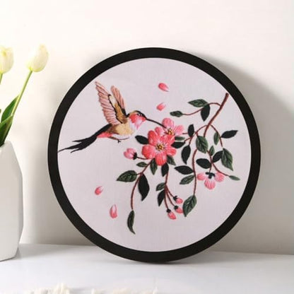 Esffaci Embroidery Starter Kit for Adult Beginner with Hummingbird Flower Pattern Hand Embroidery Set with Cloth Hoop Needle Threader Floss and Instruction - Image 4