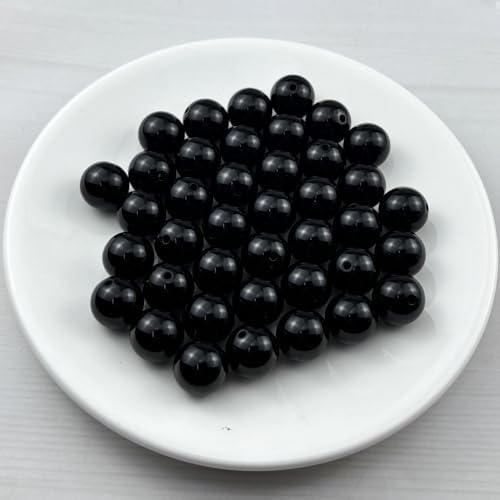 40pcs Acrylic Round Beads for Crafts 16mm Resin Candy Color Spacer Beads with Hole for Jewelry Making Sewing Crafts Decoration Necklaces Bracelets Earrings Supplies(Black) - Image 2