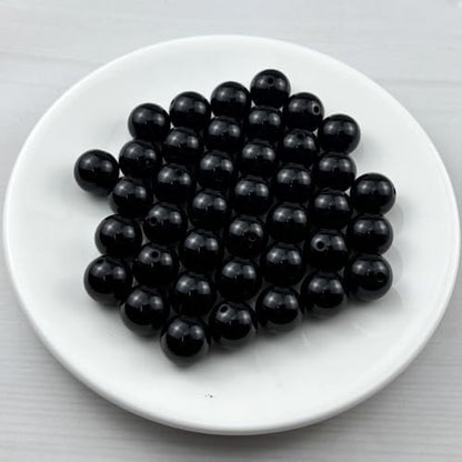 40pcs Acrylic Round Beads for Crafts 16mm Resin Candy Color Spacer Beads with Hole for Jewelry Making Sewing Crafts Decoration Necklaces Bracelets Earrings Supplies(Black) - Image 2