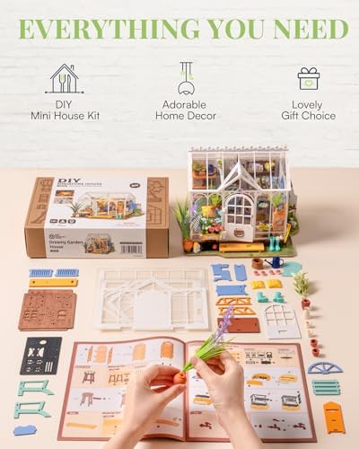 Rowood DIY Miniature House Kit,Mini Dollhouse KIt,Mayberry Street Craft Model Kits for Adults with LED,Birthday Gift/Home Decor for Family Friends-Dreamy Garden House - Image 4