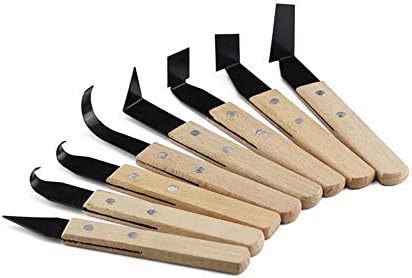 8 Pack Pottery Tools - Solid Wood Handle Stainless Steel Engraving Knives - Clay Hand Tools - Craft Trim Artist - Ceramic Tools Set Engraving, Shaping, Clay Sculpture, Styling by Leoyoubei