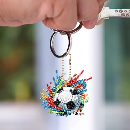 HuamuTech 5 Pcs/6 Pcs/8 Pcs Full Drill Keyring Special Shape Double Sided Diamond Art Keychain for Beginners Birthday Craftin - Image 5