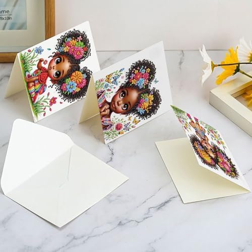 Focart 6 Pack Diamond Painting Greeting Card Kit of African American Beauty - Image 7