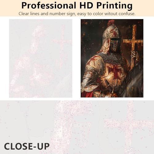 TUMOVO Paint by Number for Adults, Templar Knight Holding Sword Paint by Numbers, Warrior Painting by Numbers Kits, Warrior Artwork DIY Oil for Adults Painting Craft Kits for Adult, 16 X20 Inch - Image 5