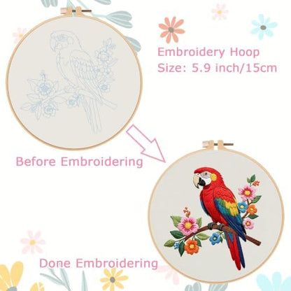 Nuberlic Parrot Embroidery Kit for Beginners, Animal Cross Stitch Kit - Image 4