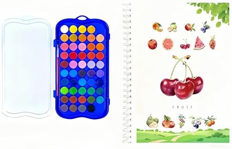 Watercolor Workbook，Water Paint Adult Set，Easy Coloring Book,Beautiful Paintings for Beginner (Fruit - Album) (Fruit - 48 Colors) by Unknown