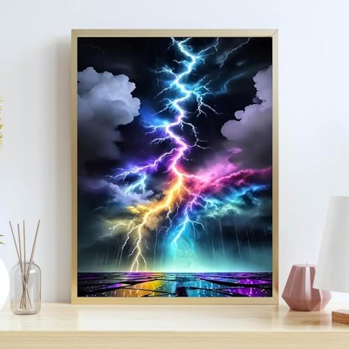 Colorful Lightning Stamped Cross Stitch Kits for Beginners Adults, Dimensions Needlepoint Art Crafts,Counted Cross Stitch Kits Embroidery Kits for Beginners Adults for Home Decor 11.8X15.7inch - Image 3