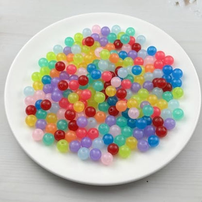 200pcs Acrylic Round Beads for Crafts 10mm Resin Candy Color Spacer Beads with Hole for Jewelry Making Sewing Crafts Decoration Necklaces Bracelets Earrings Supplies(Jelly Mix Colors) - Image 2