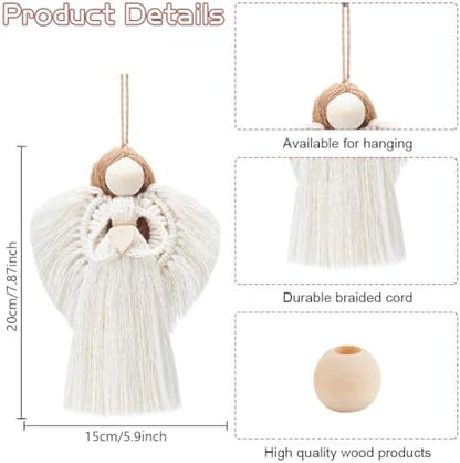 FREEBLOSS 4 Set Beginners Macrame Kit DIY Macrame Angel Kit DIY Macrame Kit for Beginners with Instructions Boho Angel Decor Adults Craft Kit for Adults Christmas Gift - Image 3