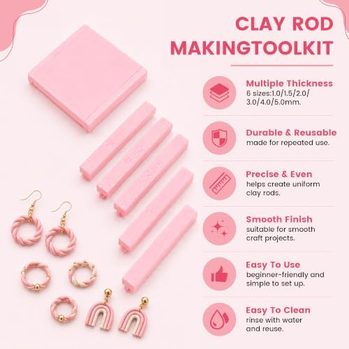 Polymer Clay Bead Roller & Snake Maker, 6 Sizes Strip & Hoop Roller for DIY Earring Jewelry Making - Image 2