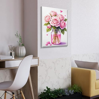 ATDMS Paint by Numbers Kit for Adults with Frame Flowers Paint by Number with Easel Floral Adult Paint by Number Kits Framed Canvas DIY Acrylic Oil Painting Kits for Home Wall Decor 8x12 Inch - Image 6