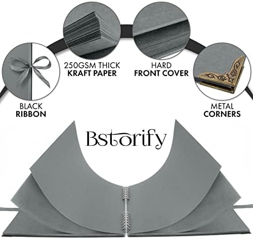 Bstorify Square Scrapbook Photo Albums 80 Pages (11 x 11 Inch) Grey - Image 3
