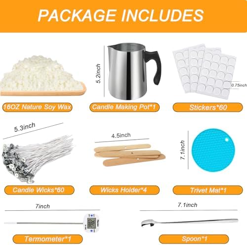 BBAXI Candle Making Kit - 32oz Pouring Pot, 16oz Soy Wax Candle Making - Image 2
